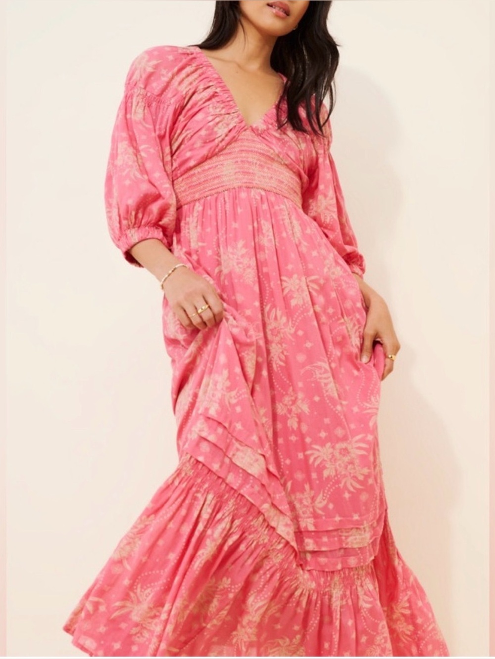 NWT Free People Golden Hour Maxi Dress in Electropop Pink XS